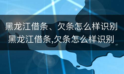 黑龙江借条、欠条怎么样识别 黑龙江借条,欠条怎么样识别真伪
