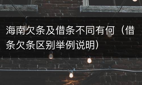 海南欠条及借条不同有何（借条欠条区别举例说明）