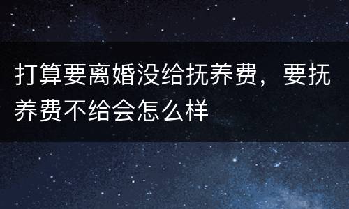 打算要离婚没给抚养费，要抚养费不给会怎么样