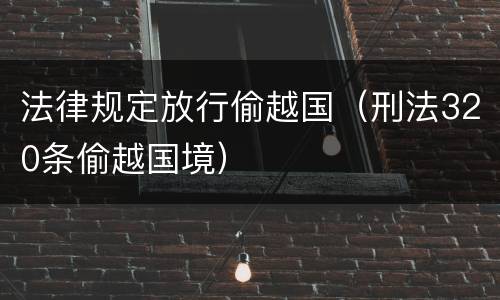 法律规定放行偷越国（刑法320条偷越国境）