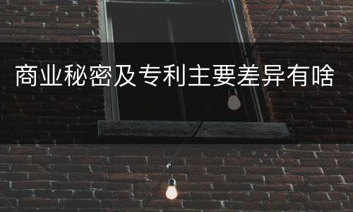 商业秘密及专利主要差异有啥