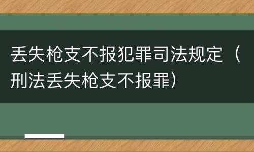 丢失枪支不报犯罪司法规定（刑法丢失枪支不报罪）