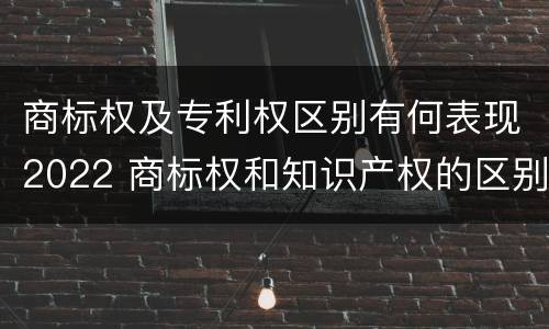 商标权及专利权区别有何表现2022 商标权和知识产权的区别