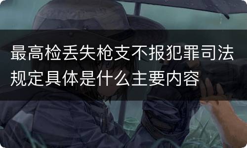 最高检丢失枪支不报犯罪司法规定具体是什么主要内容