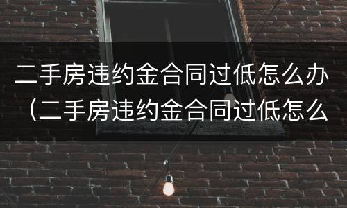 二手房违约金合同过低怎么办（二手房违约金合同过低怎么办呢）