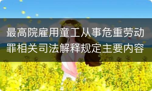 最高院雇用童工从事危重劳动罪相关司法解释规定主要内容都有哪些