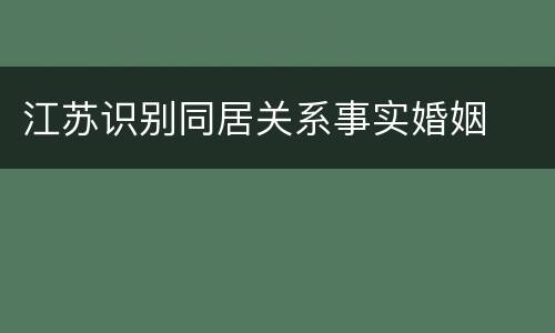 江苏识别同居关系事实婚姻