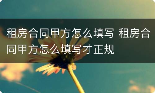 租房合同甲方怎么填写 租房合同甲方怎么填写才正规