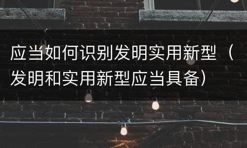 应当如何识别发明实用新型（发明和实用新型应当具备）