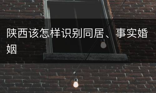 陕西该怎样识别同居、事实婚姻