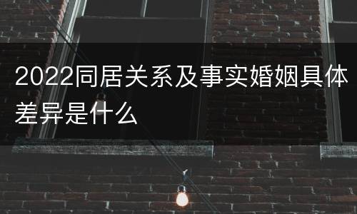 2022同居关系及事实婚姻具体差异是什么