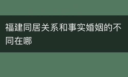 福建同居关系和事实婚姻的不同在哪