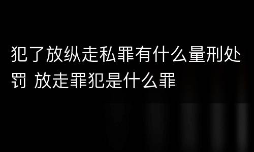 犯了放纵走私罪有什么量刑处罚 放走罪犯是什么罪
