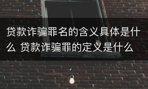 贷款诈骗罪名的含义具体是什么 贷款诈骗罪的定义是什么