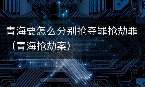 青海要怎么分别抢夺罪抢劫罪（青海抢劫案）