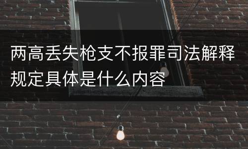两高丢失枪支不报罪司法解释规定具体是什么内容