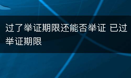 过了举证期限还能否举证 已过举证期限