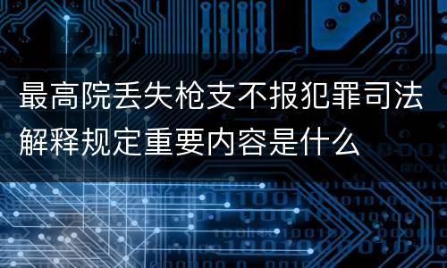 最高院丢失枪支不报犯罪司法解释规定重要内容是什么
