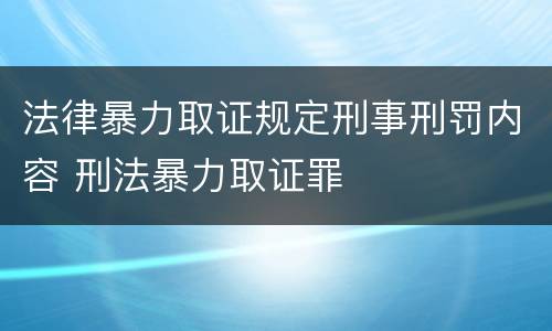法律暴力取证规定刑事刑罚内容 刑法暴力取证罪