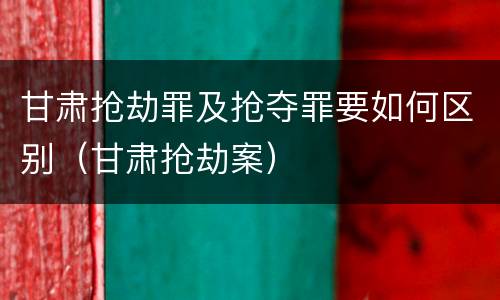 甘肃抢劫罪及抢夺罪要如何区别（甘肃抢劫案）