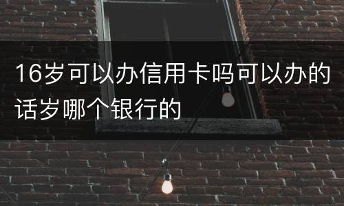 16岁可以办信用卡吗可以办的话岁哪个银行的