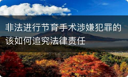 非法进行节育手术涉嫌犯罪的该如何追究法律责任