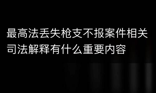 最高法丢失枪支不报案件相关司法解释有什么重要内容