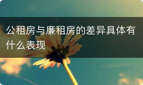 公租房与廉租房的差异具体有什么表现