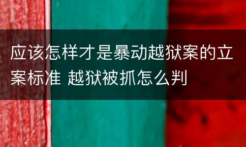 应该怎样才是暴动越狱案的立案标准 越狱被抓怎么判