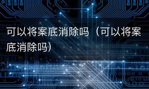 可以将案底消除吗（可以将案底消除吗）