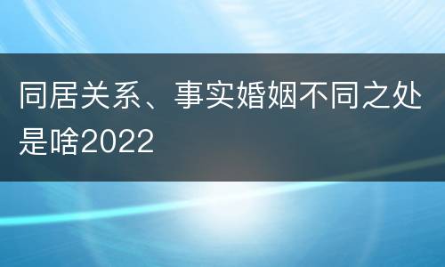 同居关系、事实婚姻不同之处是啥2022