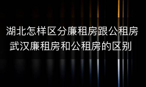 湖北怎样区分廉租房跟公租房 武汉廉租房和公租房的区别