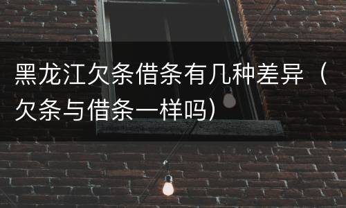 黑龙江欠条借条有几种差异（欠条与借条一样吗）