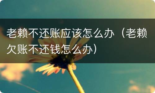 老赖不还账应该怎么办（老赖欠账不还钱怎么办）