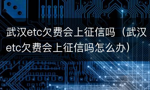 武汉etc欠费会上征信吗（武汉etc欠费会上征信吗怎么办）