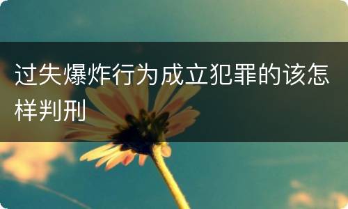 过失爆炸行为成立犯罪的该怎样判刑