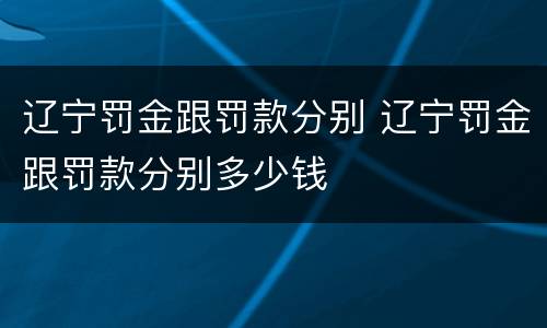 辽宁罚金跟罚款分别 辽宁罚金跟罚款分别多少钱