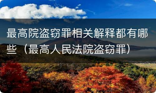 最高院盗窃罪相关解释都有哪些（最高人民法院盗窃罪）