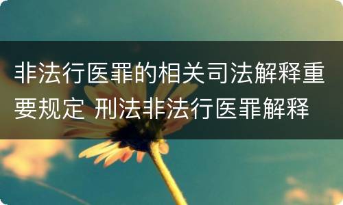 非法行医罪的相关司法解释重要规定 刑法非法行医罪解释