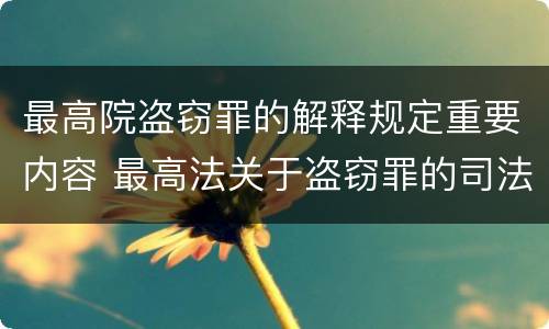 最高院盗窃罪的解释规定重要内容 最高法关于盗窃罪的司法解释的解读