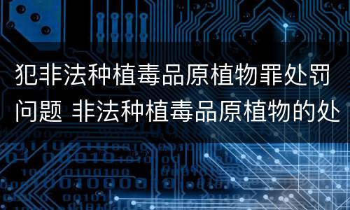 犯非法种植毒品原植物罪处罚问题 非法种植毒品原植物的处罚