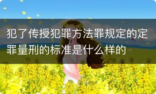 犯了传授犯罪方法罪规定的定罪量刑的标准是什么样的