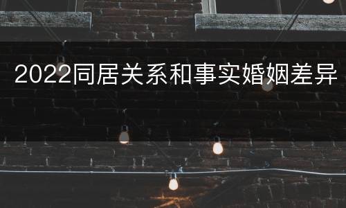 2022同居关系和事实婚姻差异