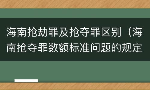 海南抢劫罪及抢夺罪区别（海南抢夺罪数额标准问题的规定）