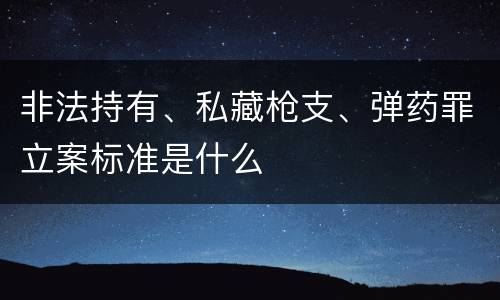 非法持有、私藏枪支、弹药罪立案标准是什么