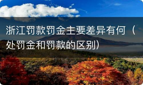 浙江罚款罚金主要差异有何（处罚金和罚款的区别）