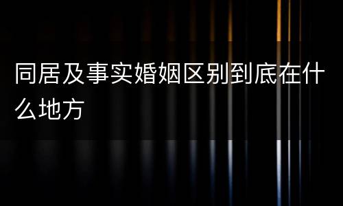 同居及事实婚姻区别到底在什么地方