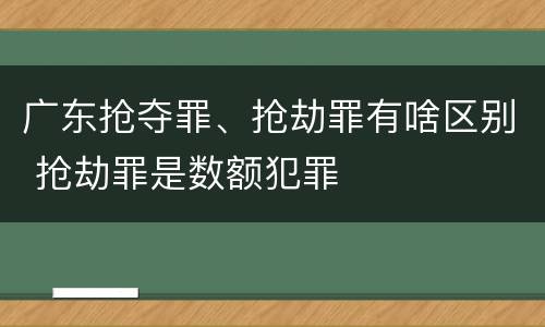 广东抢夺罪、抢劫罪有啥区别 抢劫罪是数额犯罪