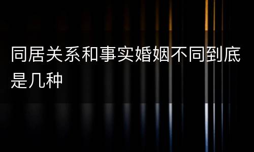 同居关系和事实婚姻不同到底是几种