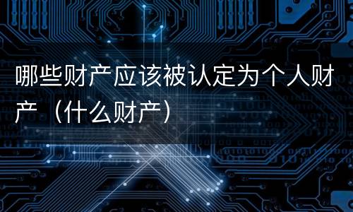 哪些财产应该被认定为个人财产（什么财产）